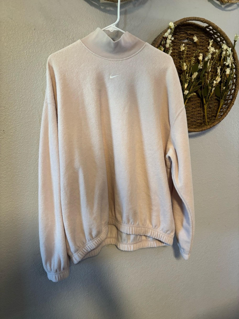 Nike Light Pink Ribbed Mock Neck Pullover